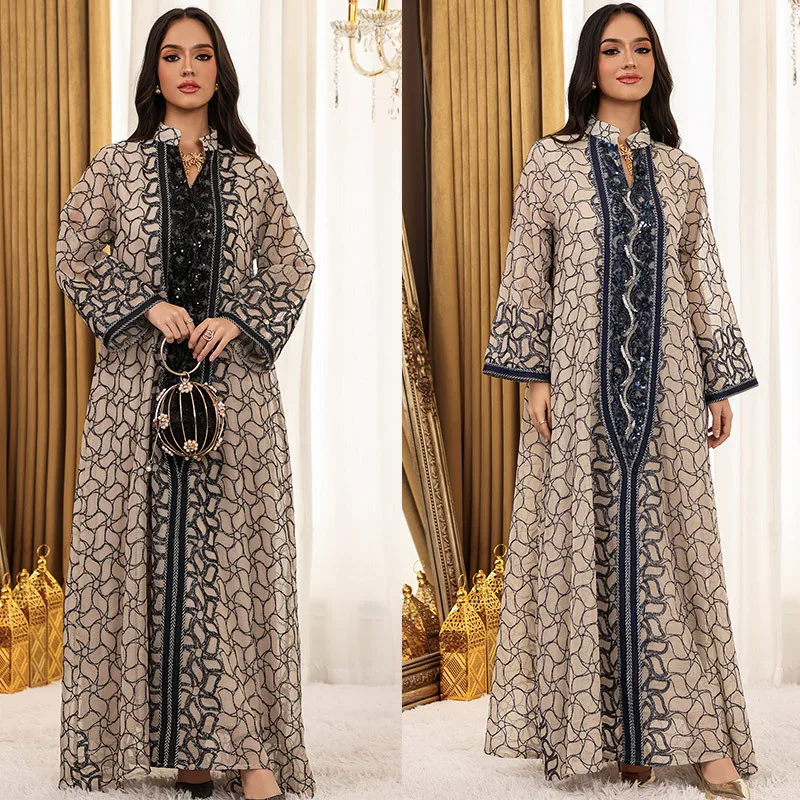 

2026 Spring Summer Women's Dorisay Embroidery Jalabiya Abaya Dress Dresses Muslim Outfit