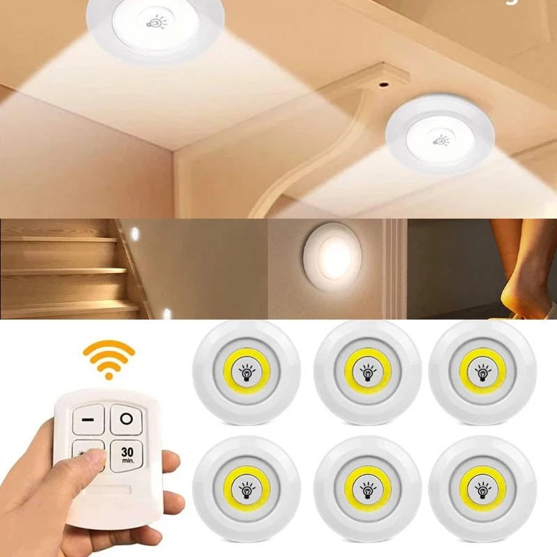 

Mini LED Lights Kitchen Nightlight Smart Wireless Remote Control Night Light COB Dimmable Under Cabinet Light Staircase Lighting