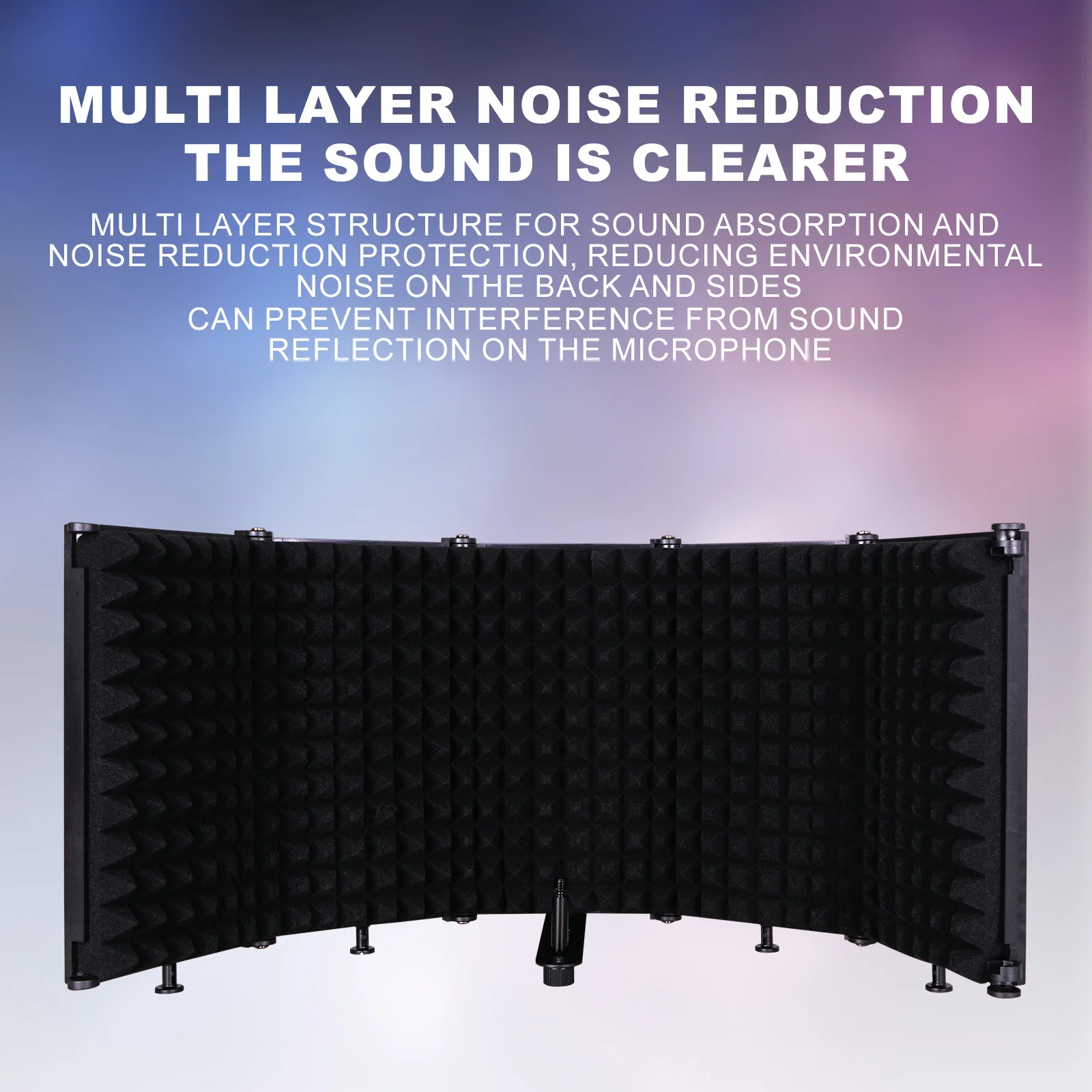 Microphone Isolation Shield Portable Tabletop Sound Absorbing Foam Reflection Filter Mic Soundproof Shield for Audio