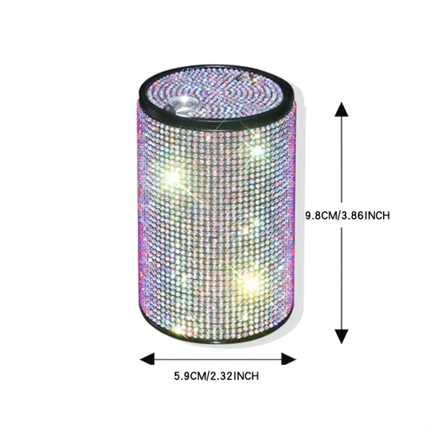 Rhinestone Car Ashtray - Stylish & Unique Metal Design, Flame Retardant, Odor-Control Lid, Multi-Functional Car Accessory