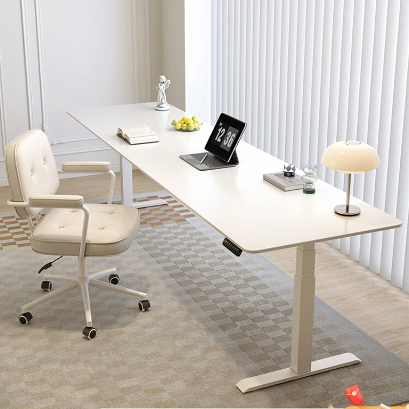 

Electric lifting table home pure white slate computer desk workbench office study double long desk.