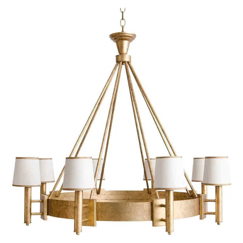 Bespoke Modern Nordic Simple Design Minimalist Restaurant Villa Fabric Shades Brass LED Ceiling Light Pendant Lamp Chandelier