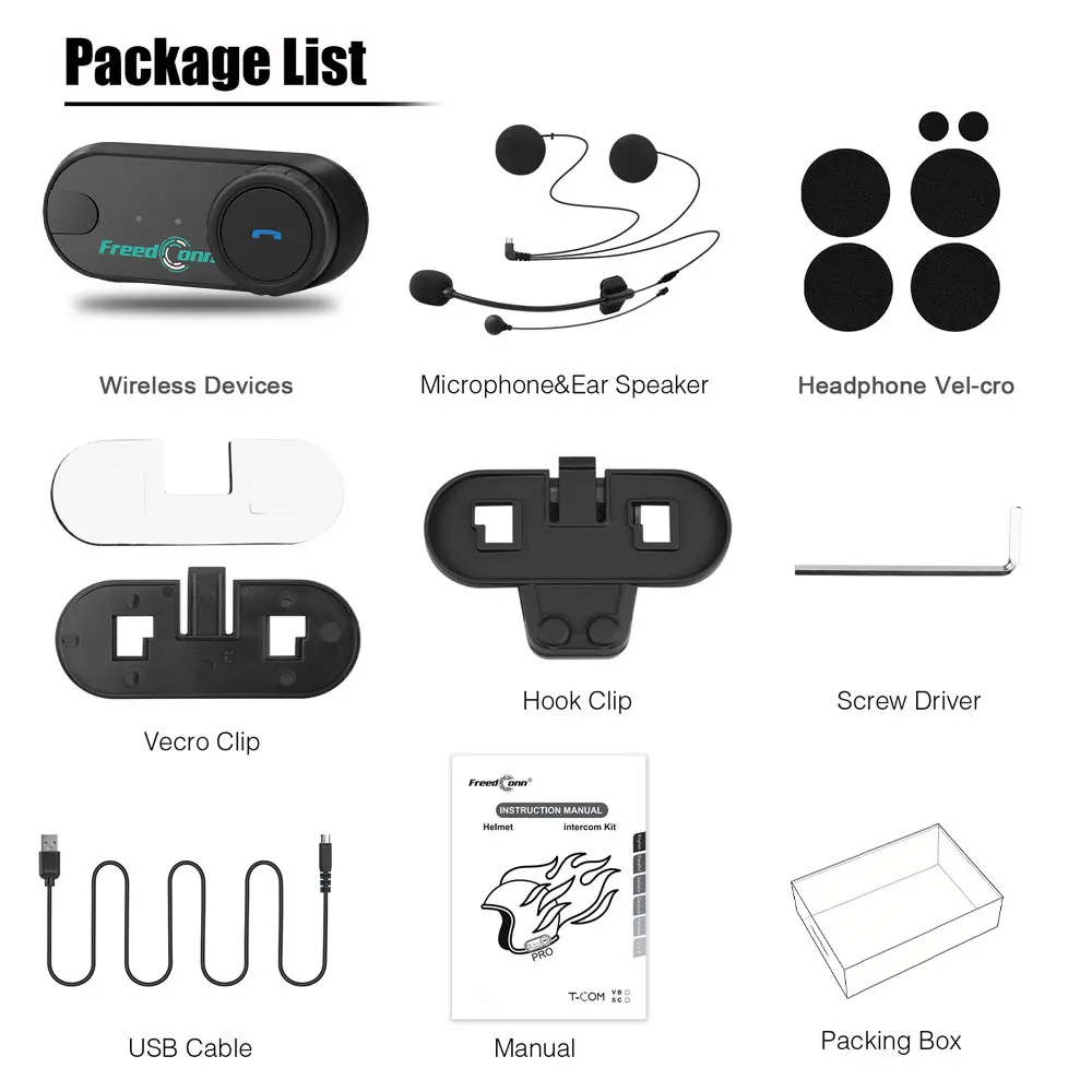 Group Helmet Headset Bluetooth Motorcycle Intercom Headphone Music Share Intercomunicador Freedconn TCom VB