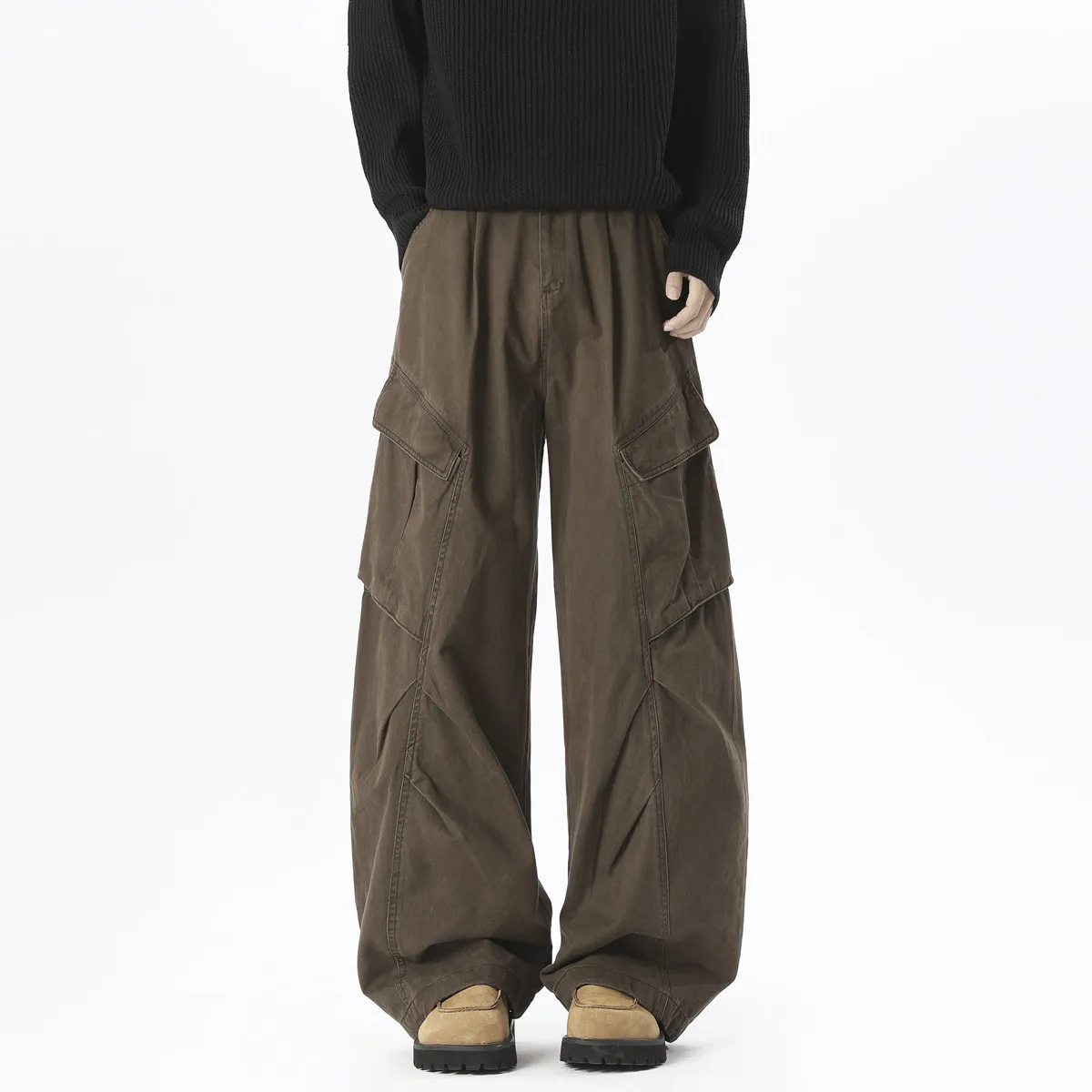 

Men Casual Loose Cargo Pants 2026 Spring Men Camouflage Wide Leg Pants Workwear Retro Trousers Man Knife Design Straight Pants