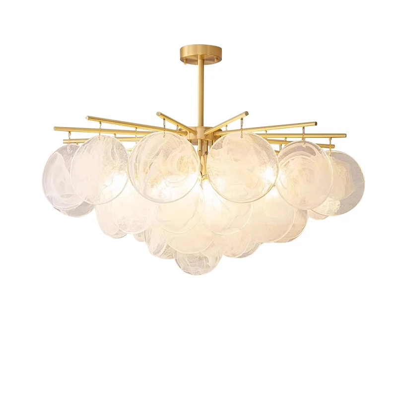 Nordic Cloud Glass Gold Pendant Light Round E14 Base 4000K/6000K Room Decoration Elegant Light Fixture for Bedroom Foyer Hall