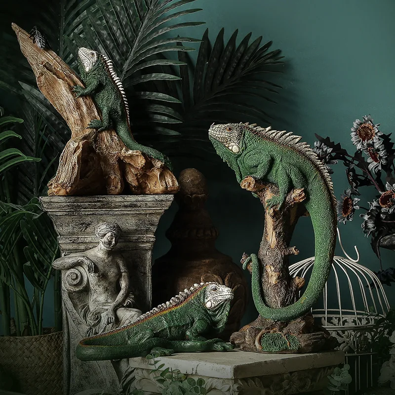 

Resin Jungle Lizard Statue Collectible Decorative Gecko Reptile Sculpture Wealth Animal Office Decor Home Bookcase Decoration