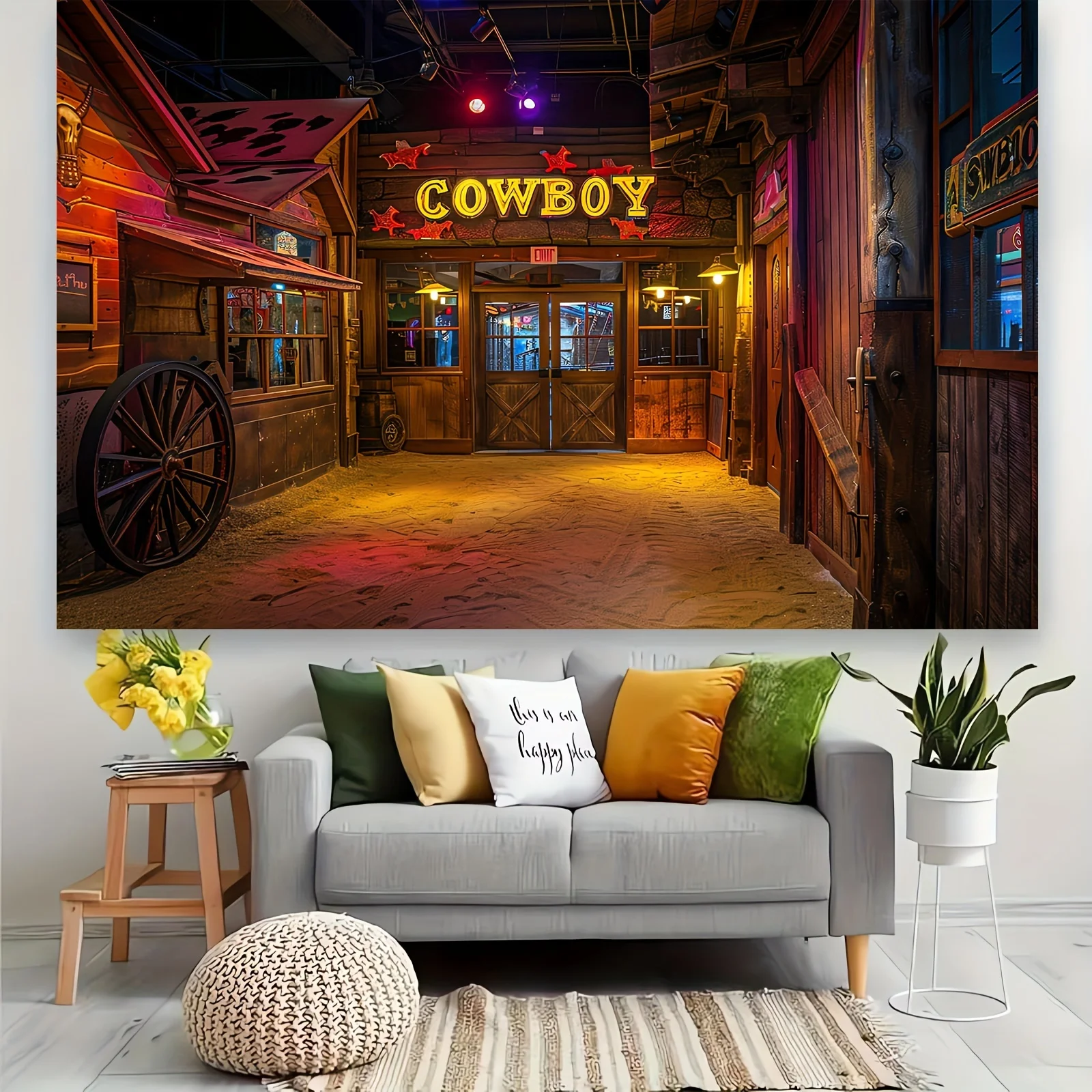 Country West barn background party, Wild West cowboy farmhouse photography background theme