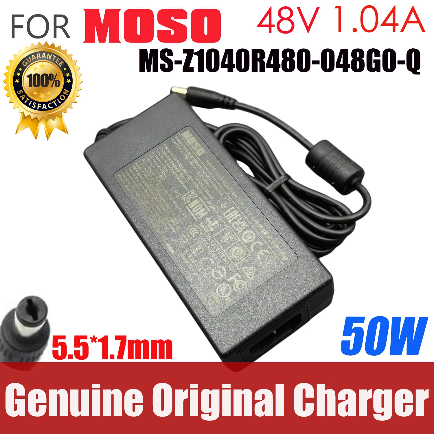 Original AC Adapter For Hikvision POE Power Supply MOSO 48V 1.04A Charger MS-Z1040R480-048G0-Q MSA-Z1040IS48.0-65W-Q