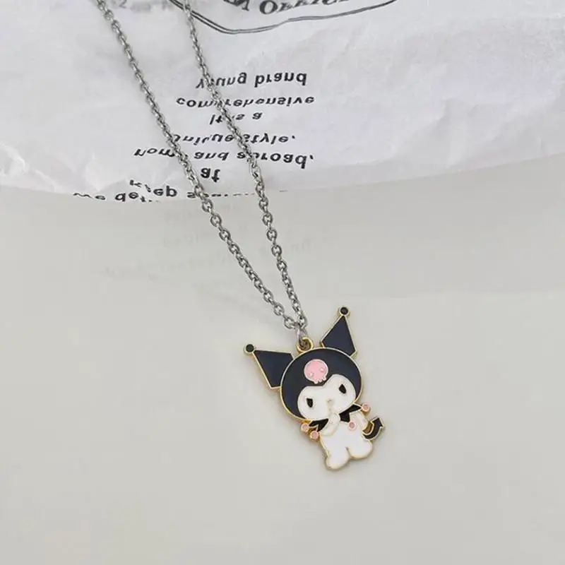 Sanrio-Colgante Kawaii Kuromi para amantes, collar sencillo de Japón y Corea del Sur, tendencia de estudiantes, Diablo, personalidad, accesorios versátiles