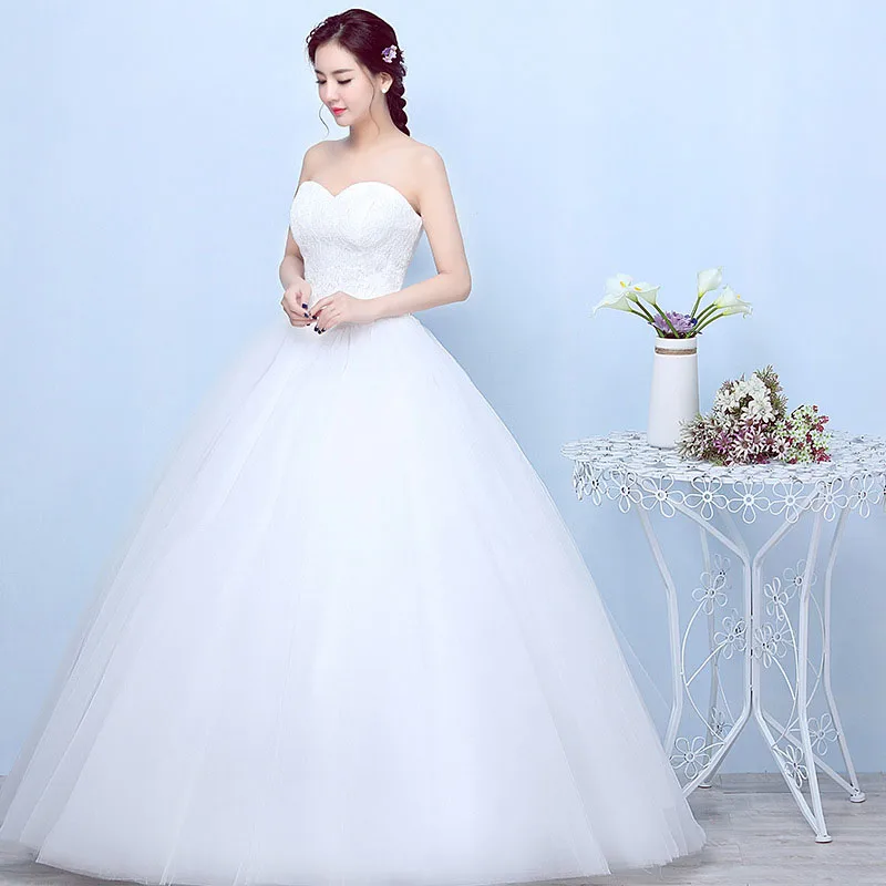 Customized 2026 New Korean Minimalist Strapless Slim Fit Floor Length White Wedding Dress Women Bridal Party Gown Vestidos