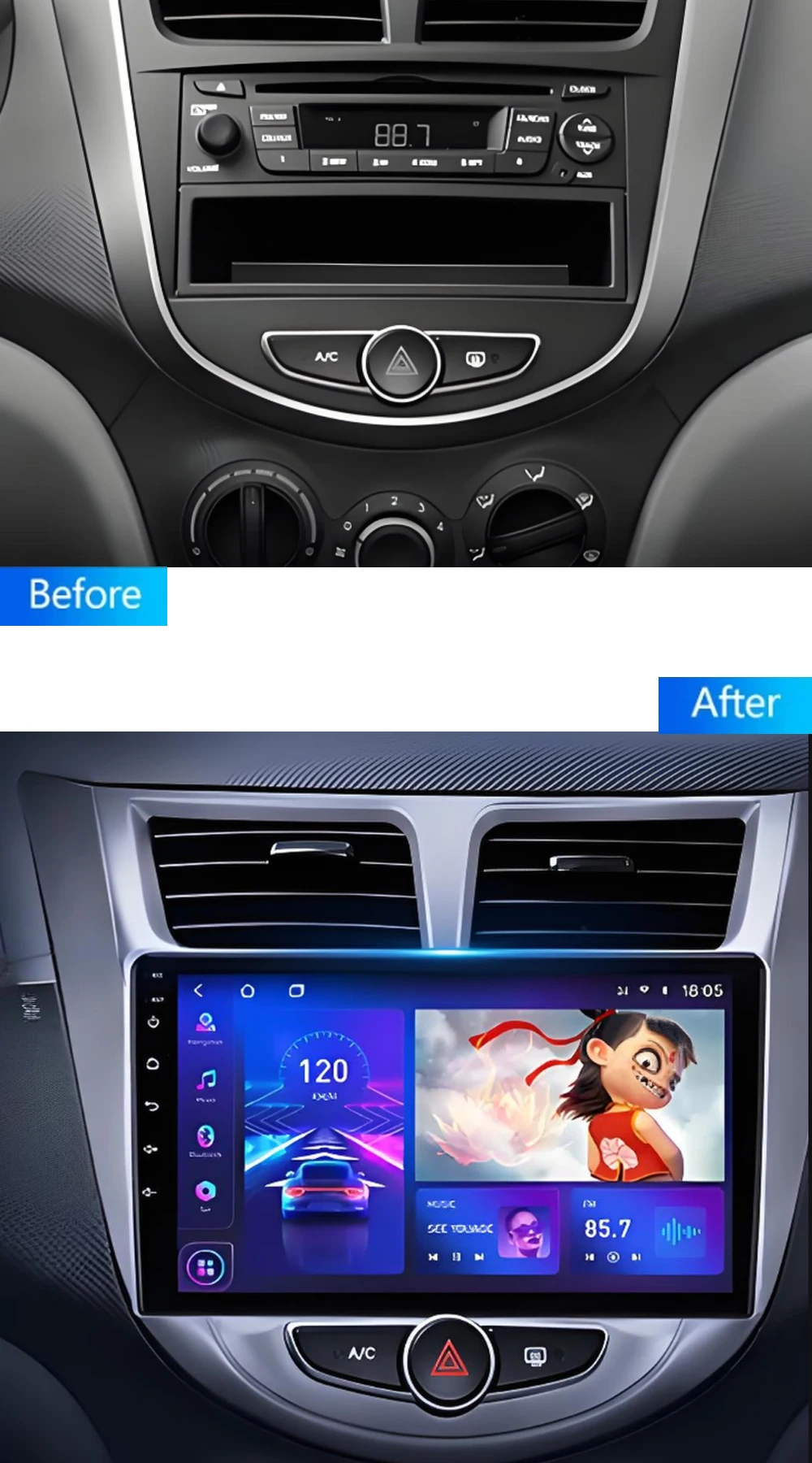 

Srnubi Android 15 Carplay Car Radio for Hyundai Solaris Verna Accent 1 2010 - 2016 Multimedia Player 2 Din GPS 4G DVD Head Unit