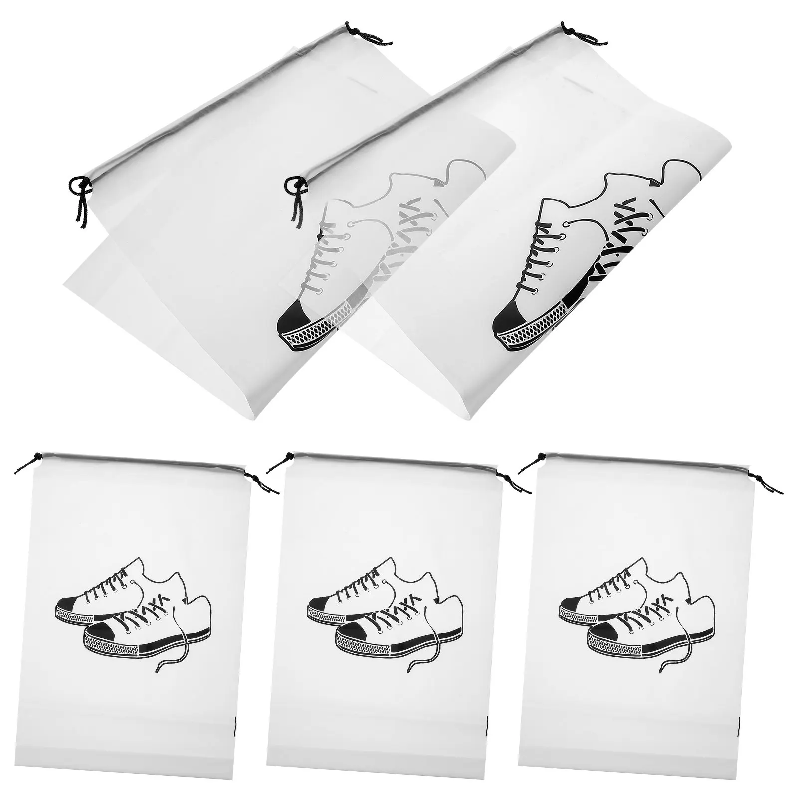 5 Pcs Shoe Bags Portable Travel Packing for Clear Plastic Drawstring Travelling White Storage Traveling