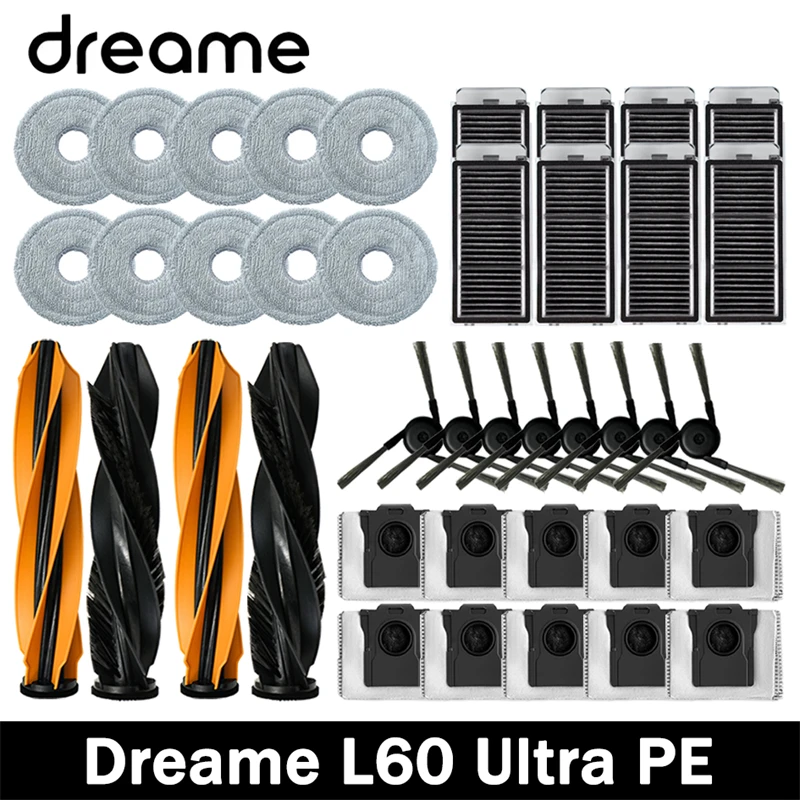 

Dreame L60 Ultra PE Vacuum Cleaner Replacement Accessories Main Side Brush HEPA Filter Mop Cloths Dust Bag Spare