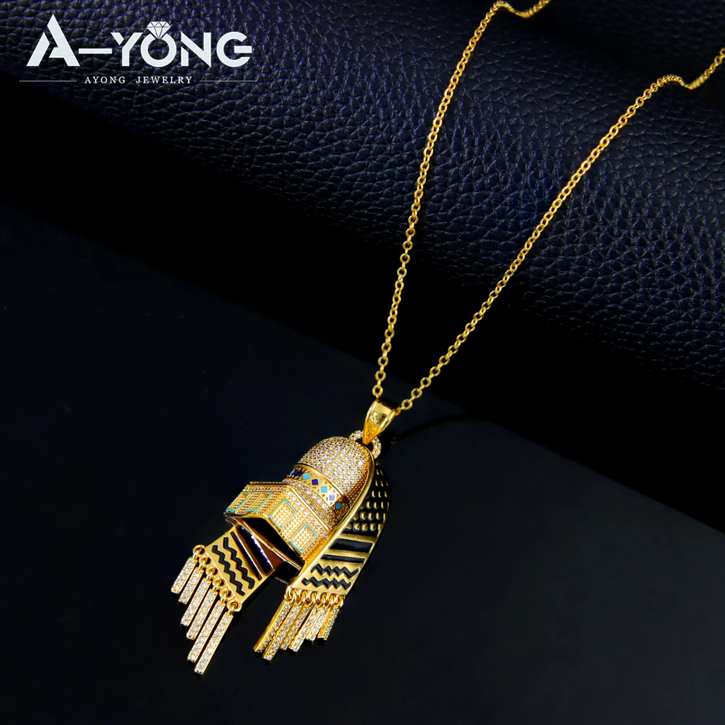 Dubai Fashion Zirconia Necklace 21k Gold Plated High Quality Arabic Lucky Chains Middle East Muslim Women Event Party Jewelry