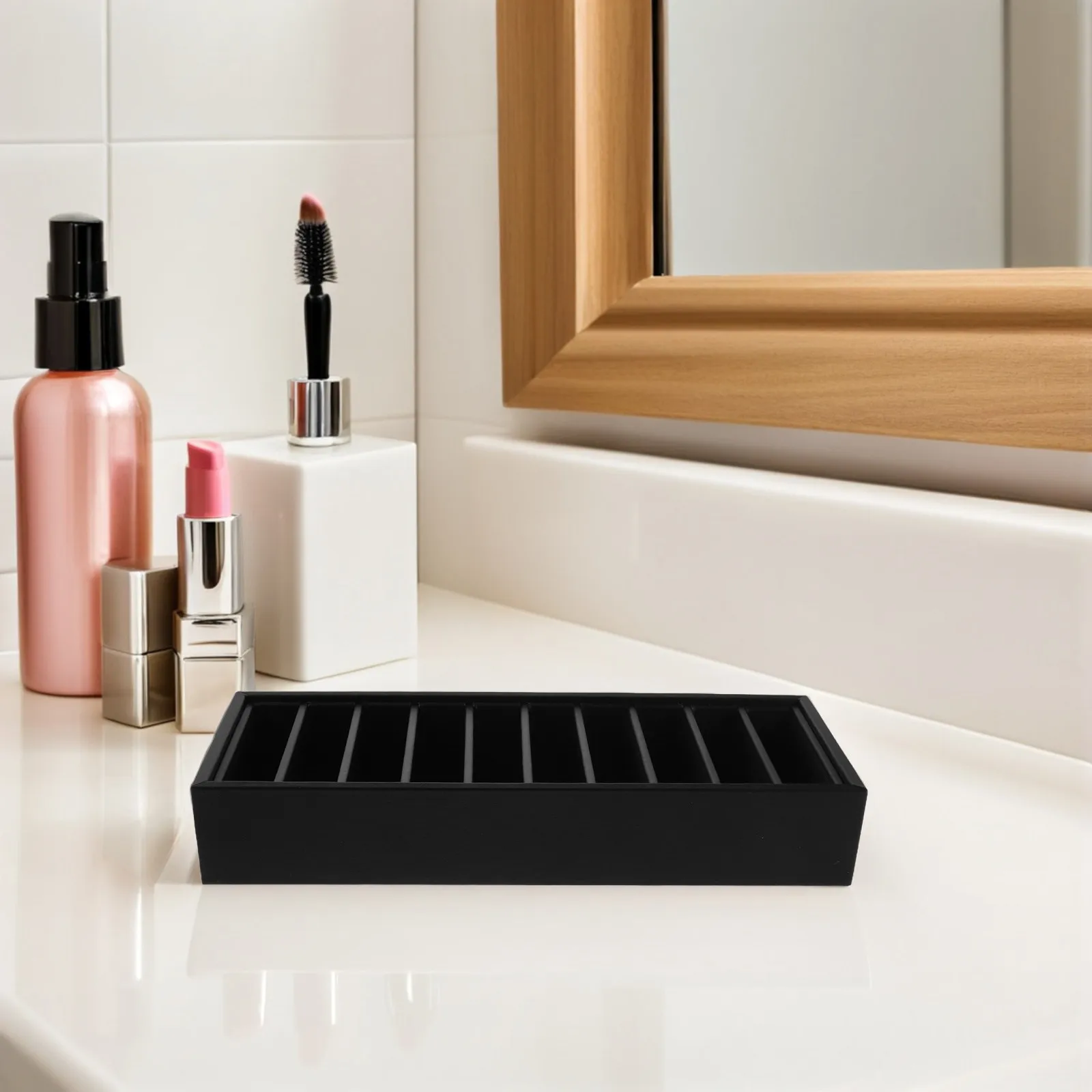 

Black 10 Slots Bracelet Display Tray Rectangular Bangle Organizer Holder Jewelry Storage Tray for Home Retail Jewelry Display
