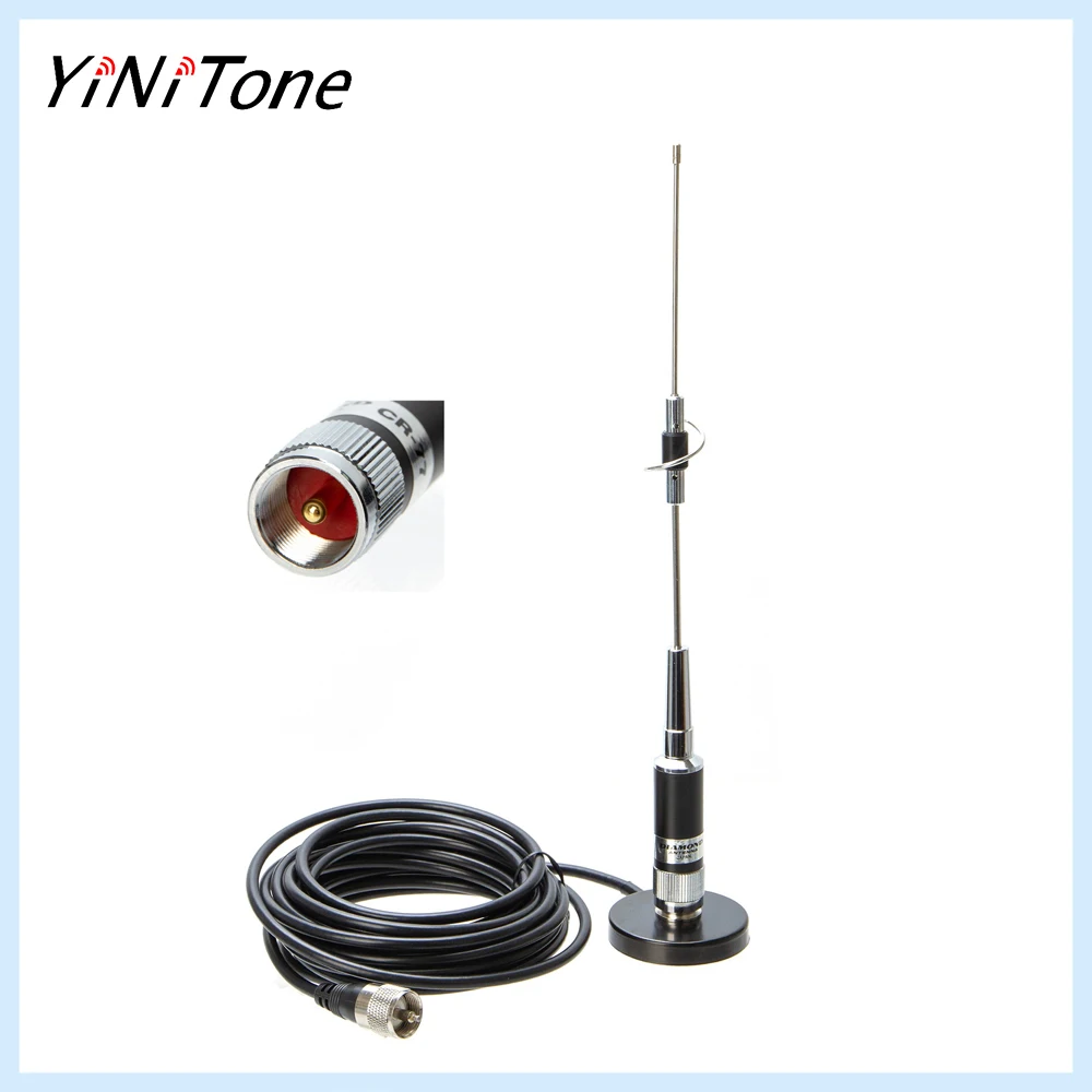 

CR-77 144/430MHz High Gain Mobile Car Radio PL259 Antenna 5M UHF Male Coax Cable 12CM Magnetic Mount Base