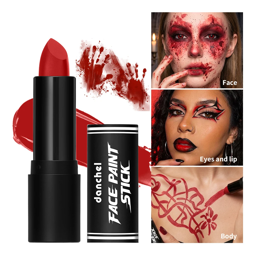 Multi-use Makeup Stick Eye Black Stick Lip Gloss & Body Paint Long Lasting Waterproof for Halloween Cosplay Sports Party Festiva