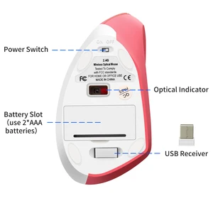 Màu hồng, LED, 800/1200/1600 DPI, điều chỉnh, công thái học, bảo vệ xung cho PC, máy tính, máy tính xách tay, máy tính xách tay 10 Bán hàng chính màu hồng nàng thơ - №4