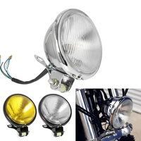 Para Honda Harley Suzuki Kawasaki Retro Metal Universal faro de motocicleta redondo con soporte electrochapado