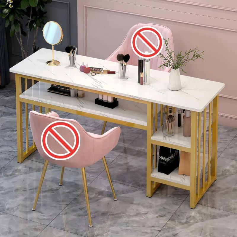 

Modern Luxury Manicure Table with Light Wood Metal Double Density Board Nail Table for Living Room Bedroom Mall-Special Price