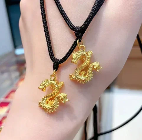 

999 real gold dragon pendants for couples 3d hard gold jewelry pendant fine gold dragon pendant