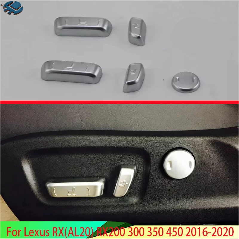 ABS Matte Chrome Interior Inner Seat Adjustment Switch Knob Button Cover Trim For Lexus RX(AL20) RX200 300 350 450 2016-2020
