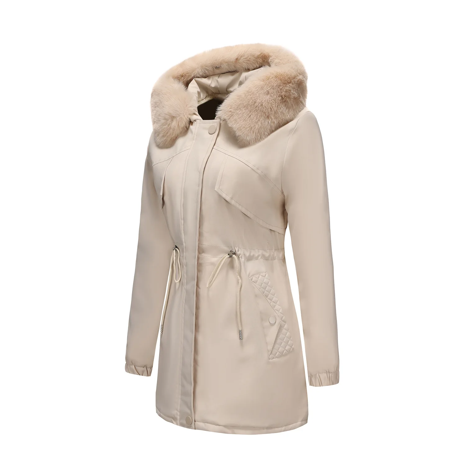 Parkas mi-long à deux vêtements pour femmes, tarte aux genoux pour surmonter, col en fourrure ajusté, Trench-Coat décontracté et polyvalent pour femmes