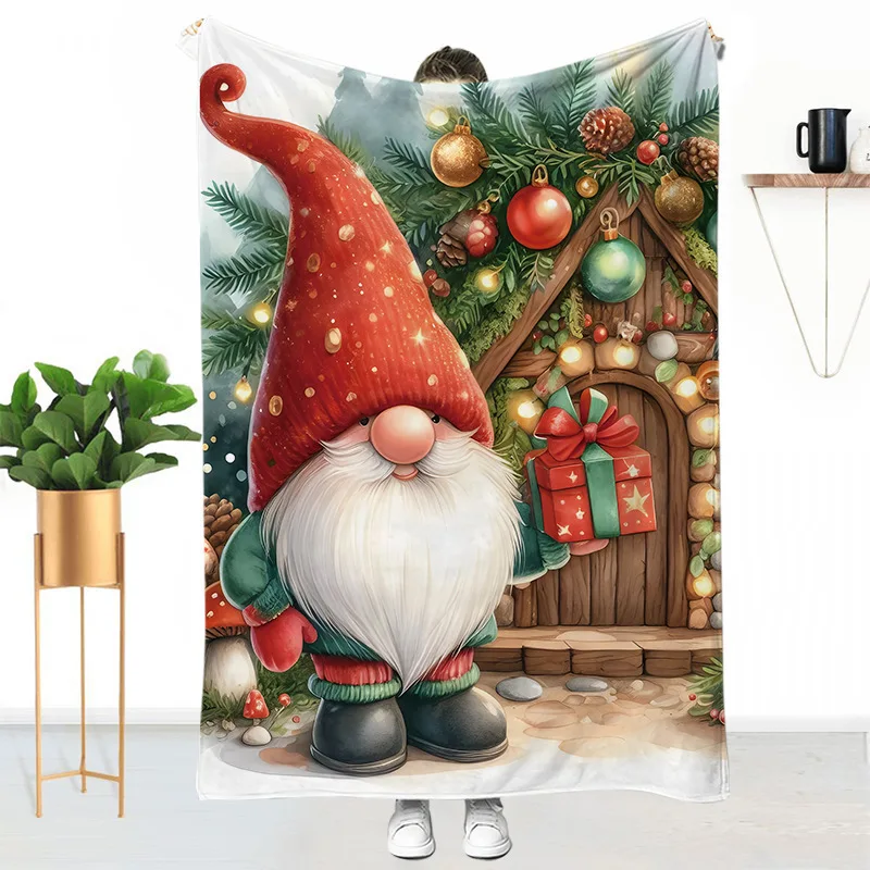 Red Green Grid Christmas Advent Calendar Vintage Fleece Blanket For Holiday Countdown Cozy Plush Throw Blanket Gift