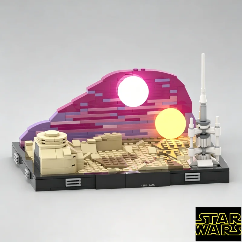 405ピース-moc-バイナリサンセットストリートビュー組み立てdiyセット-モデルビルディングデスクトップデコレーション-有名映画シリーズデスクトップデコレーション