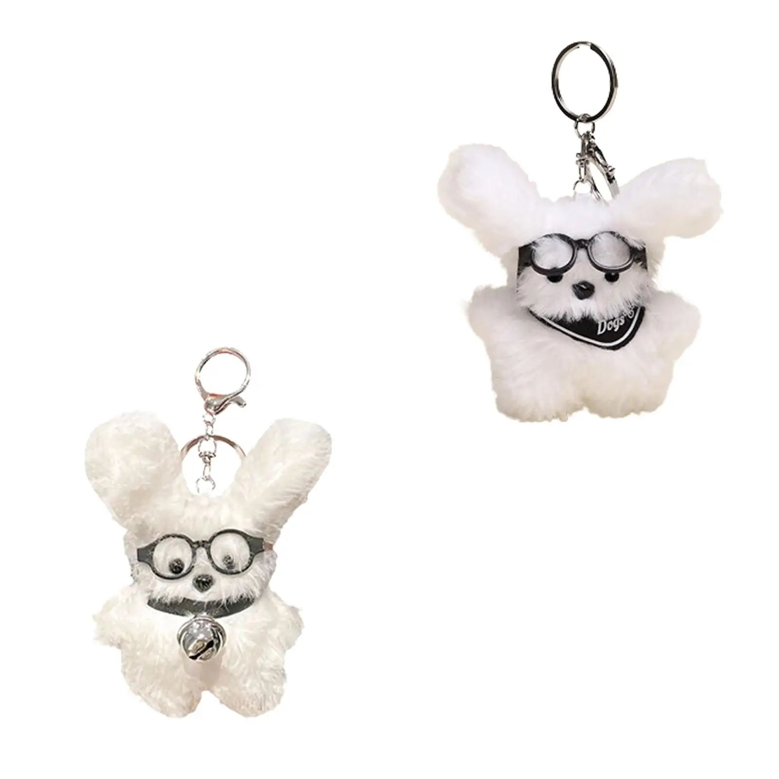 Glasses Puppy Plush Keychain Easy Carrying Stylish Phone Lanyard Bag Hanging Decoration Cute Dog Doll Keychain for Purse Adults