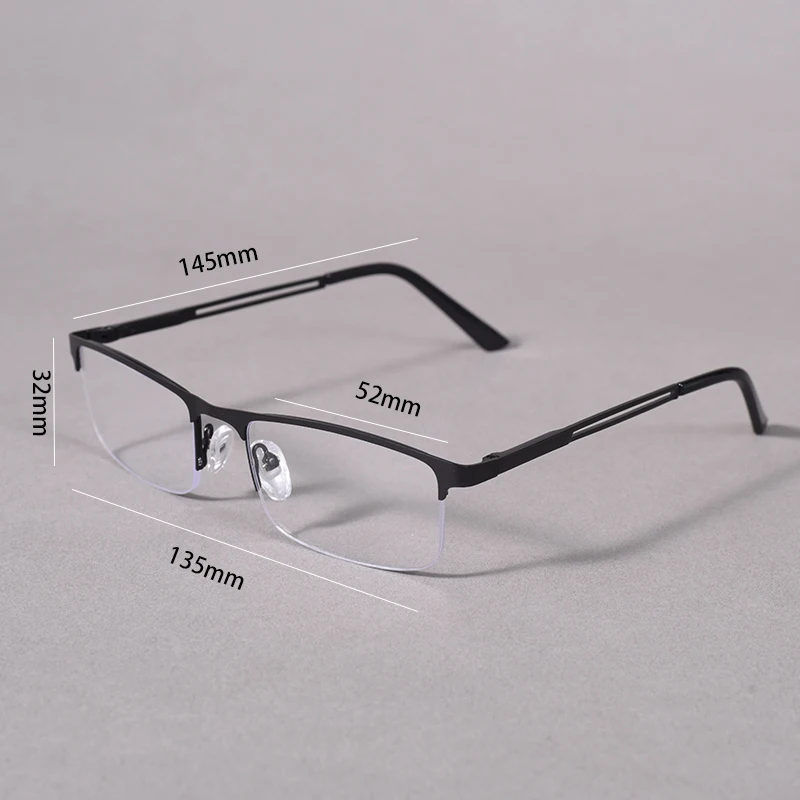 Metall Anti-blau Licht Lesebrille Männer Halb Rahmen Business Brillen Weitsichtige Brillen Dioptrien + 1,25 + 1,75 + 2,25 + 2,75 + 3,5 – Detail 1