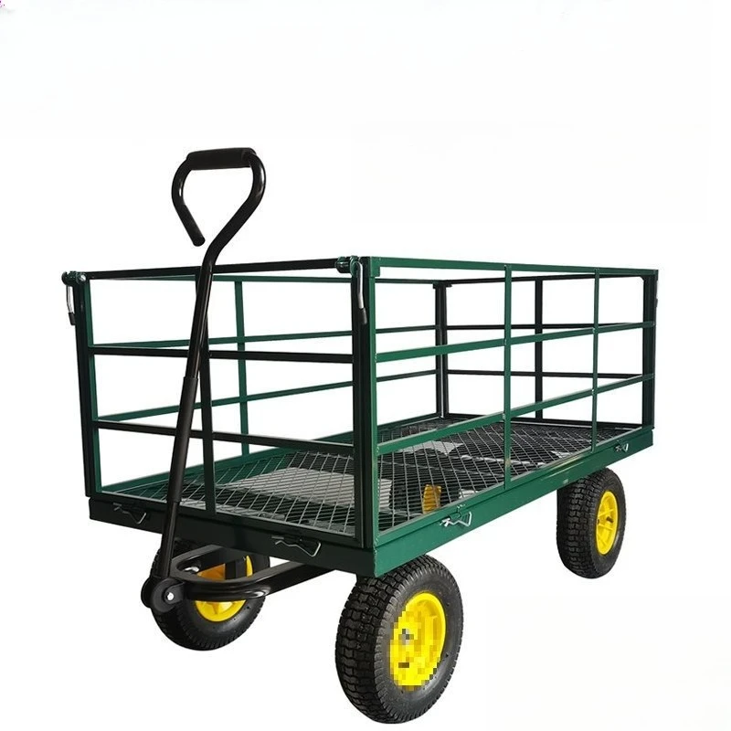 

Four-wheeled net car trailer push truck selling flowers stall trolley household folding