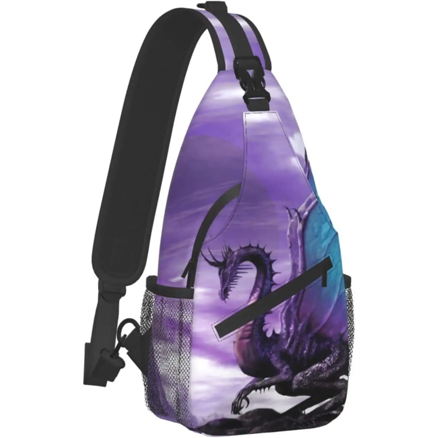 Dragão com asas abertas ao ar livre crossbody bolsa de ombro para unisex jovem adulto caminhadas sling mochila reutilizável multiuso