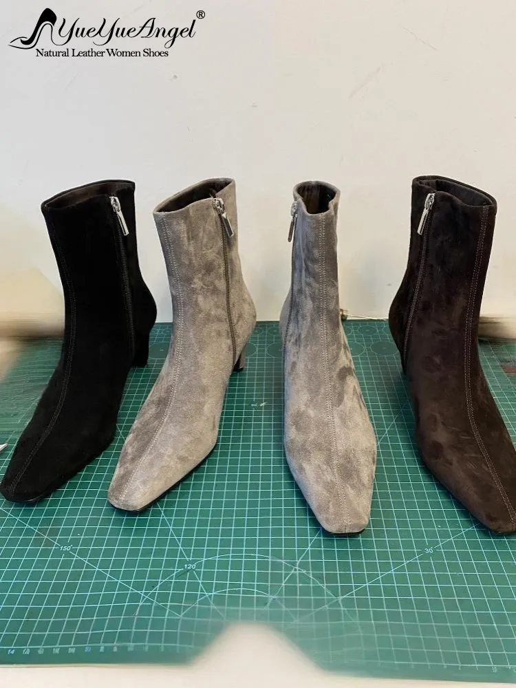 الرجعية جلد طبيعي أشار تو هريرة كعب سستة حذاء من الجلد بلون جلد البقر السيدات مريحة الخناجر الأحذية #1