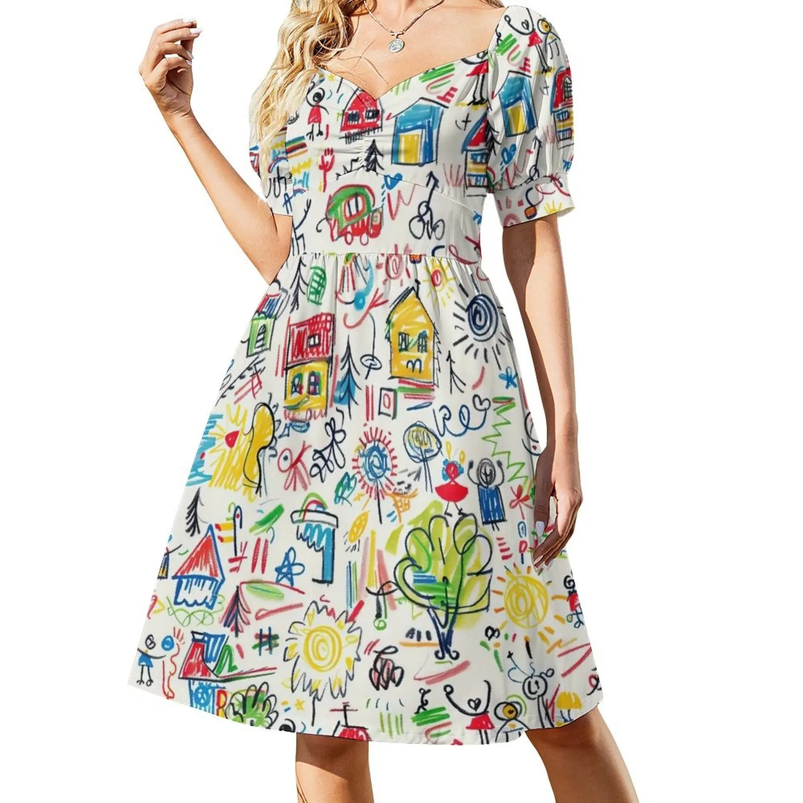 

Children's Drawing Kids Baby Decor Short-Sleeved Dress Long dress luxury dresses