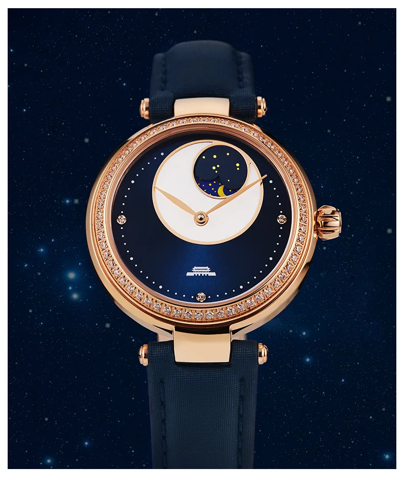 Beijing Watch  Genuine Automatic Mechanical Watch Female Inspiration Waterproof Bottom Diamond Girlfriend Gift Ladies Watch