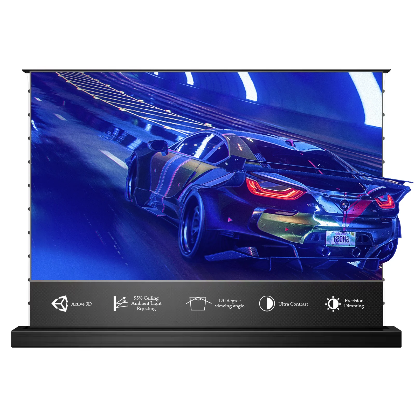 

2024 NEW T-Prism 72inch~150inch Electric Tension Floor Rising ALR UST 4K Projection Screen for laser tv 3d uhd 4k ust projector