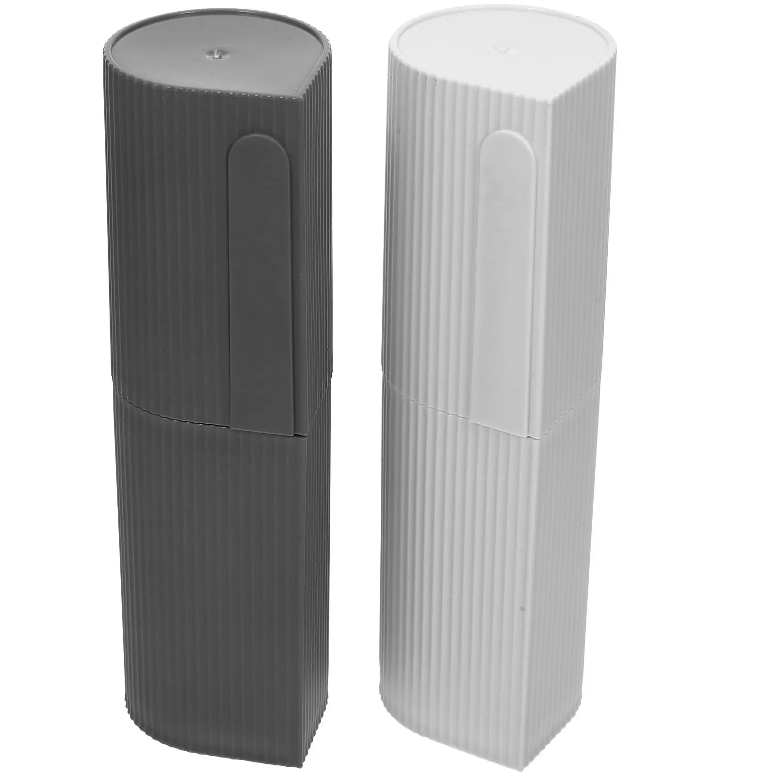

2Pcs Electric Toothbrush Case Travel Portable Dustproof Cup Cover White Grey Protect Storage Box For Hotel Home Use