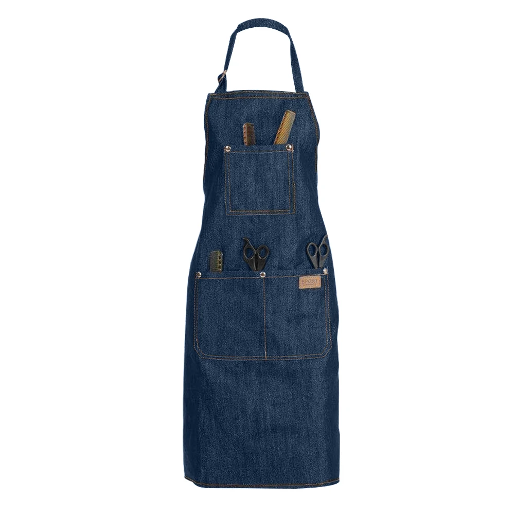 

Easy Use Practical Hair Styling Tools Multifunctional Denim Apron Hair Styling Haircutting Working Aprons for Salon