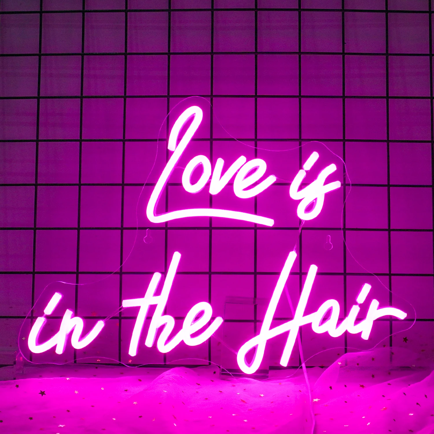 Love Is In The Hair Neon Sign Dimmable Room Decoration For Barbershop Pink Led Light Up Sign Beauty Salon Shop Sign USB Powered