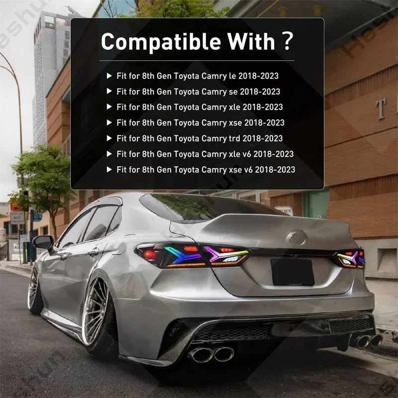 Camry-Paire de feux arrière de marqueur électronique, 8e génération, 2018-2023 RVB, LE SE XLE XSE TRD