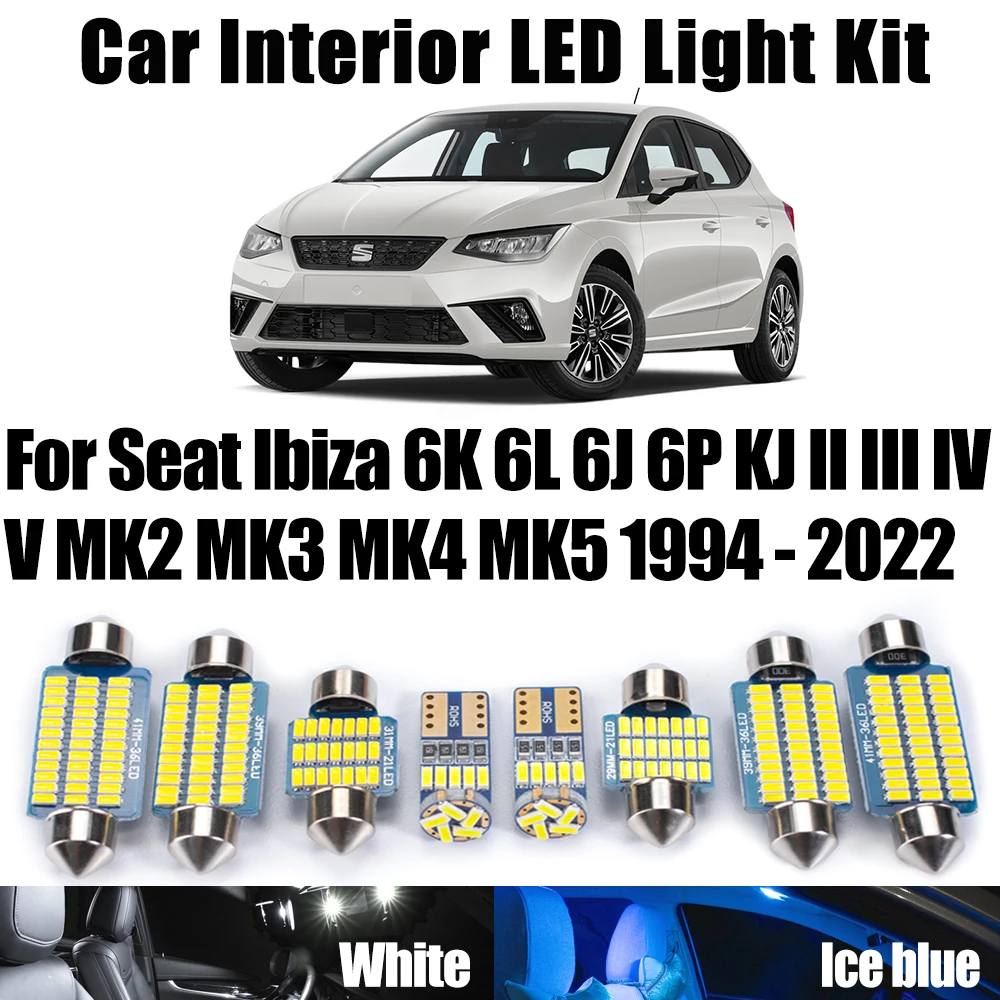 Canbus For Seat Ibiza 6K 6L 6J 6P KJ II III IV V MK2 MK3 MK4 MK5 1994-2020 2021 2022 Interior Dome Light LED Ceiling Bulb Kit