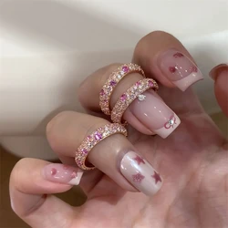 Korean Fashion Pink Crystal Exquisite Ring for Women 2024 New Stainless Steel Ring 2024 New Jewelry Accessories Anniversary Gift