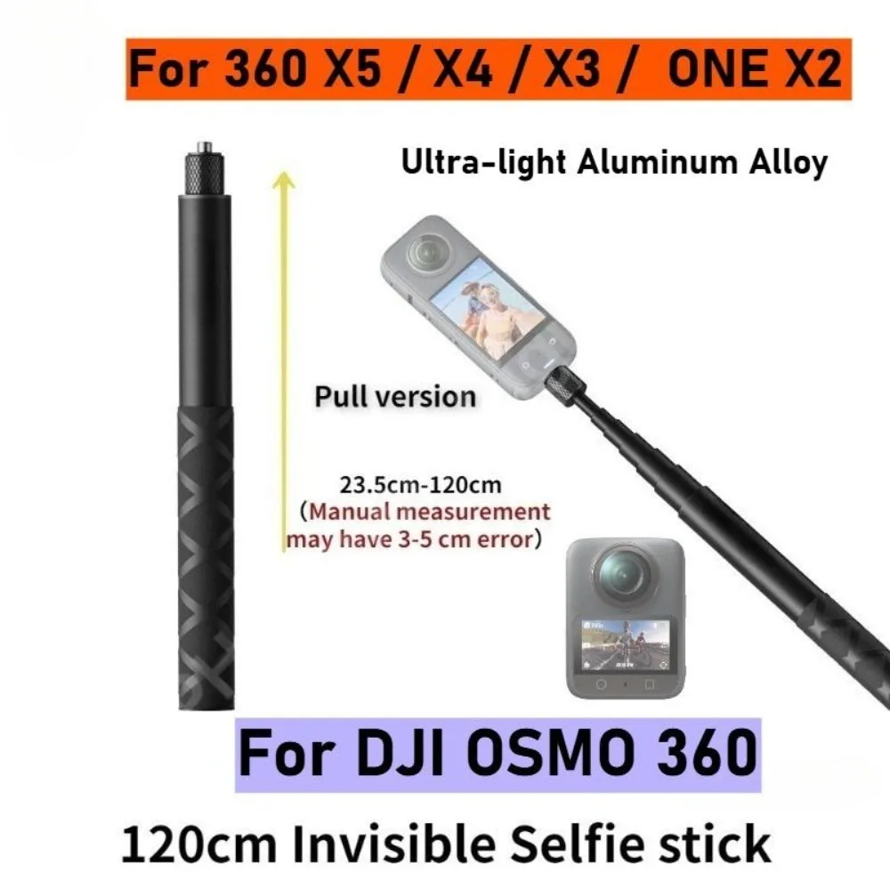 Para dji osmo 360 vara de selfie invisível/120cm vara de selfie invisível para insta360 x5/x4/x3/x2 acessórios de câmera de ação