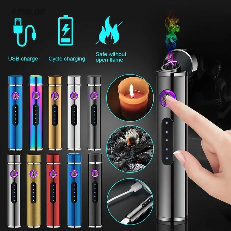 

Double Arc Pulse ChargingLighter USB Electronic Windproof Silent Mini Battery Display CigaretteLighterCan bePut intoCigaretteBox