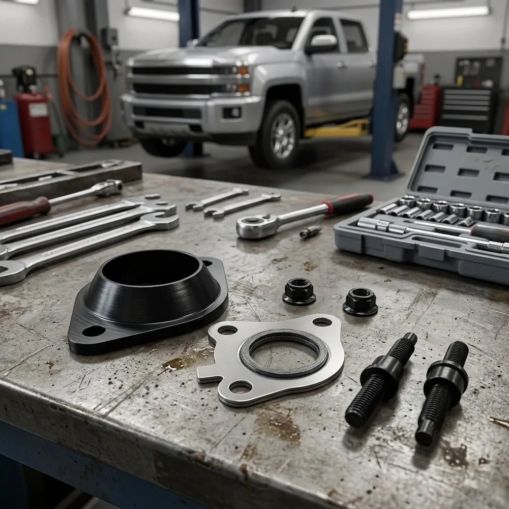 Flange Hardware Set Pipe Adapter Seal For Exhaust Leak Fix Black Engine Gasket For Ford Heat Resistant Material