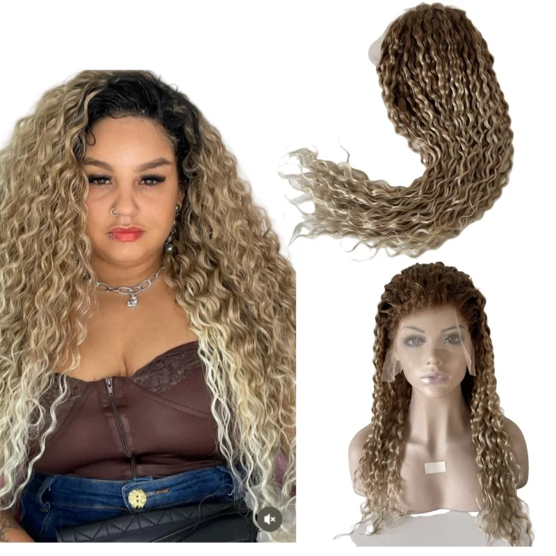 

European Virgin Human Hair 24 Inches T6#/613# Ombre Color Loose Body Wave 13x6 Lace Frontal Wigs for White Woman