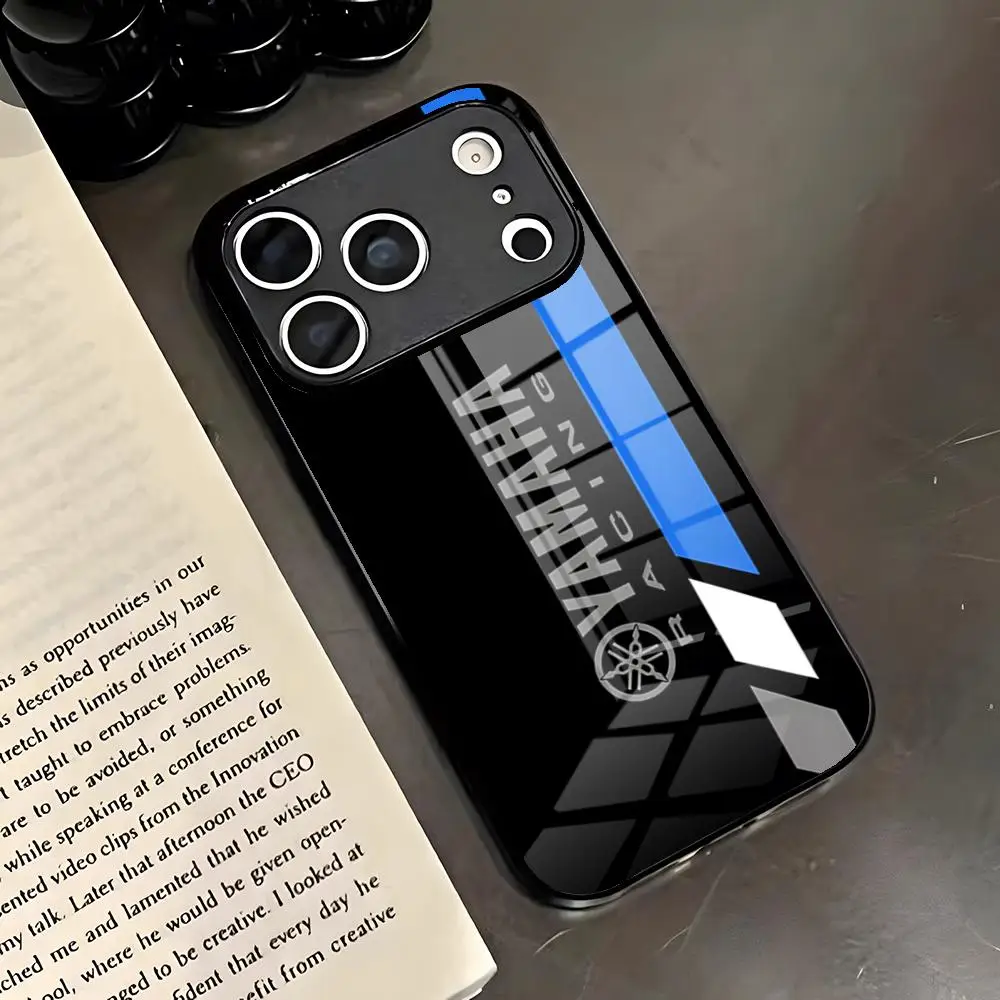 Y-YamAha-a حافظة لهاتف آيفون 17 برو ماكس 16 15 14 برو ماكس 13 11 X Xs Xr 8 7Plus غطاء زجاجي