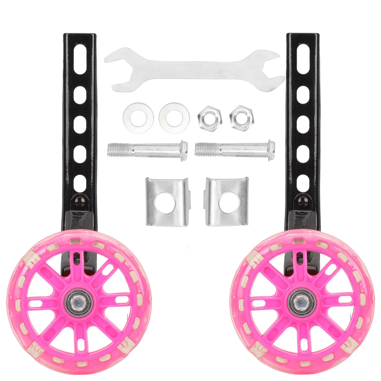 

2Pcs Bike Training Wheels for Rubber Iron Stabilizer with Flashing Glow Design Easy Install Aid for 12-20 Inch