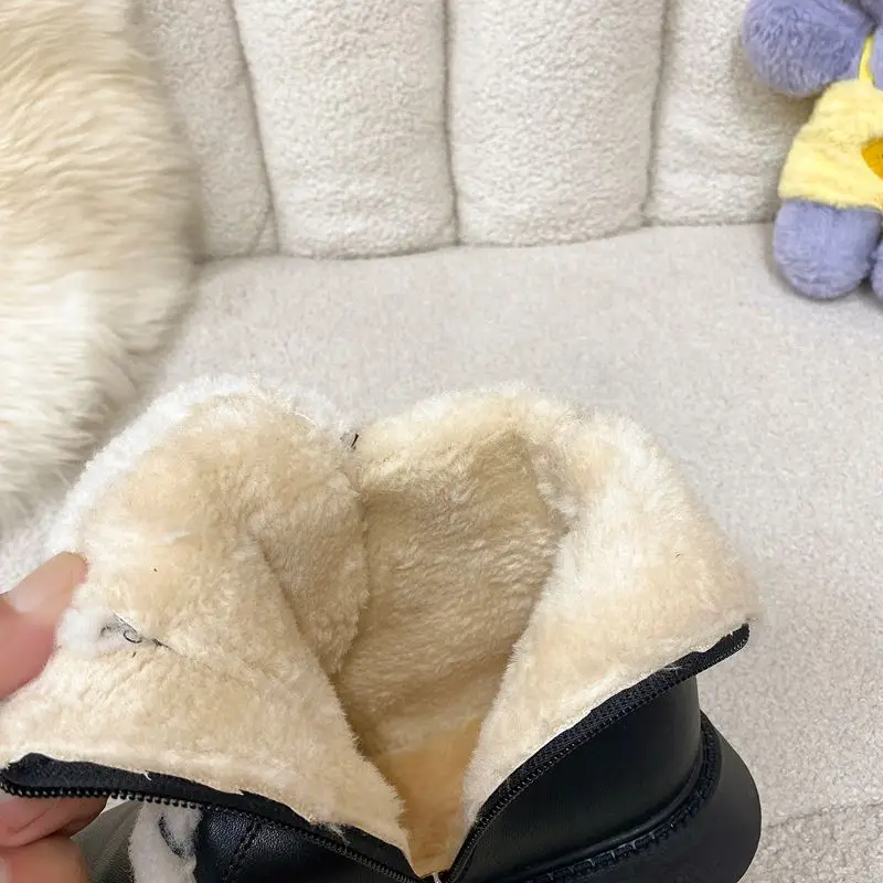 ORCHA LISAFashion أفخم حذاء من الجلد الدافئ جولة تو 2.5 سنتيمتر كعب منخفض سستة الدانتيل يصل Bowknot حجم صغير 31 32 33 طالب الأحذية